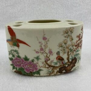 VTG Oriental Floral Toothbrush Holder 3” Japan